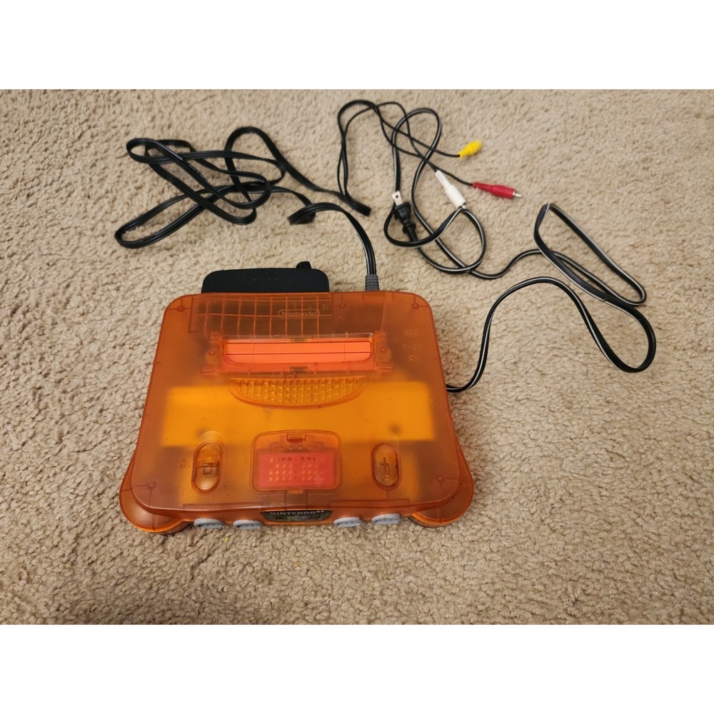 N64 Fire Orange Console W/ Cords No Controller Tested